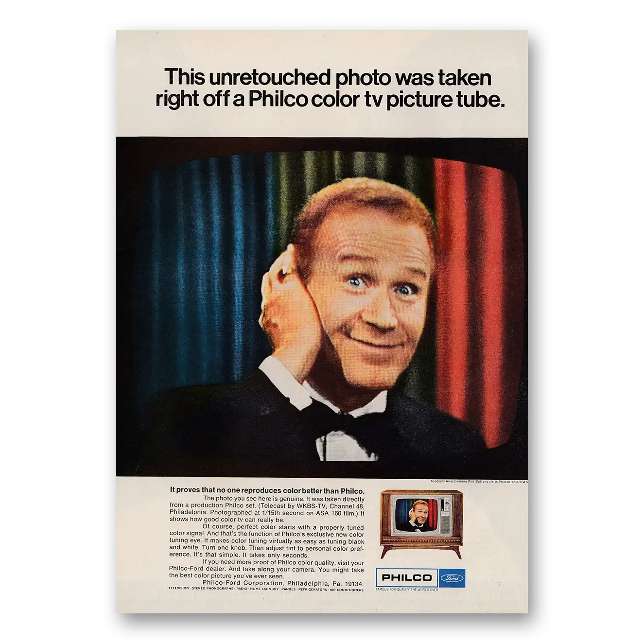 1967 Philco Television Unretouched Photo Was Taken Right Off a Philco Vintage Magazine Print Ad