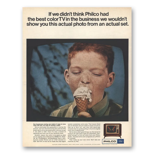 1967 Philco Television Actual Picture From an Actual Set Ice Cream Vintage Magazine Print Ad