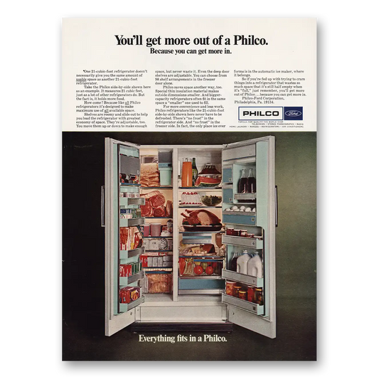 1967 Philco Refrigerator More Out of Philco Vintage Magazine Print Ad