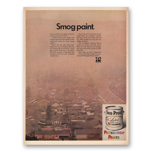 1967 Pittsburgh Paints Smog Proof Vintage Magazine Print Ad