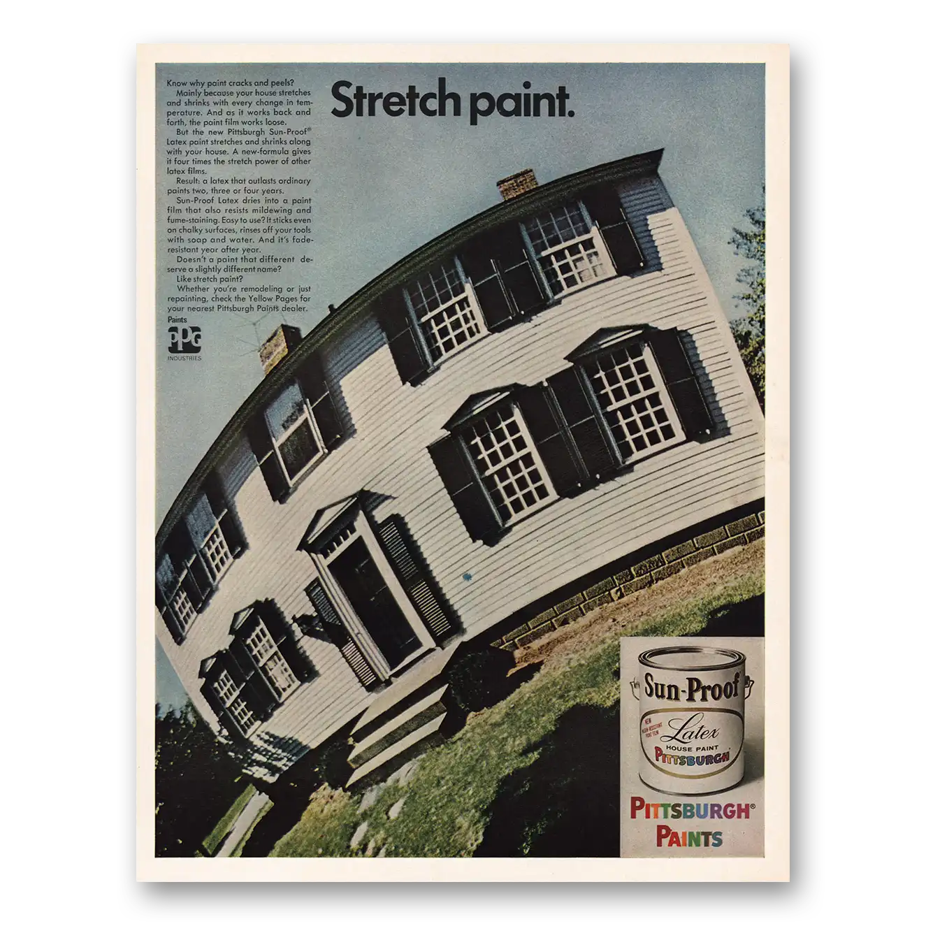 1967 Pittsburgh Paints Stretch Paint Vintage Magazine Print Ad