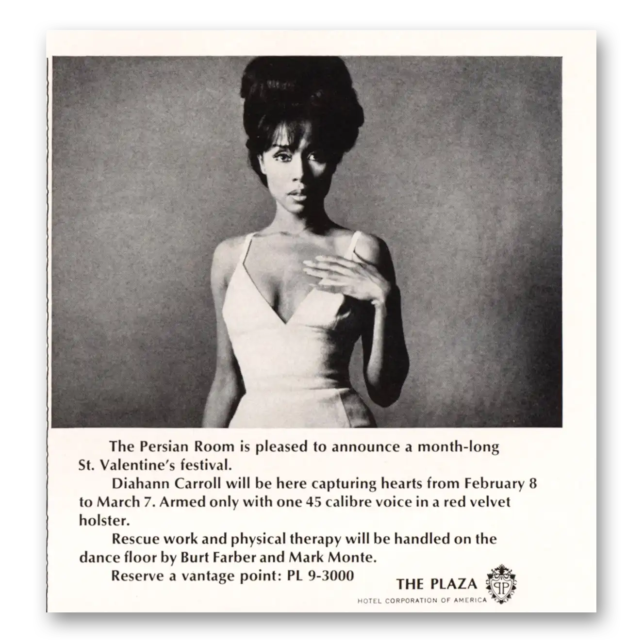 1967 Plaza Hotel Persian Room Diahann Carroll Vintage Magazine Print Ad