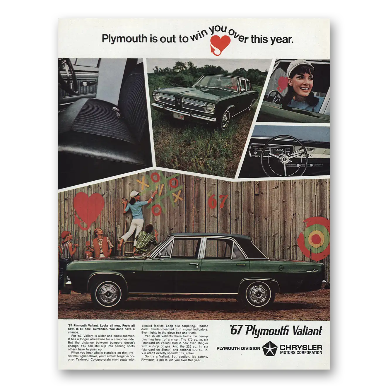 1967 Plymouth Valiant Out to Win You Over This Year Vintage Magazine Print Ad