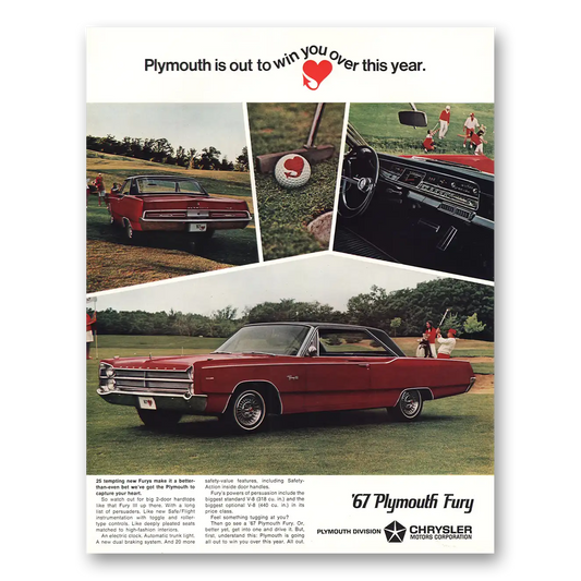 1967 Plymouth Fury Out to Win You Over This Year Vintage Magazine Print Ad