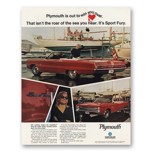 1967 Plymouth Fury Out to Win You Over Vintage Magazine Print Ad