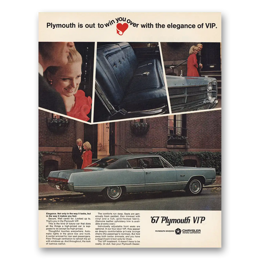 1967 Plymouth VIP Out To Win You Over Vintage Magazine Print Ad