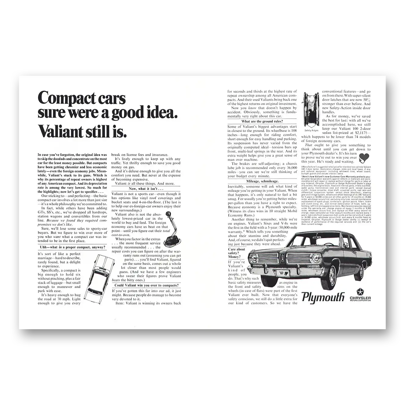 1967 Plymouth Valiant Compact Cars Sure Were a Good I Vintage Magazine Print Ad