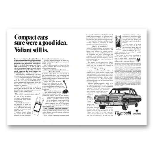 1967 Plymouth Valiant Compact Cars Sure Were a Good I Vintage Magazine Print Ad