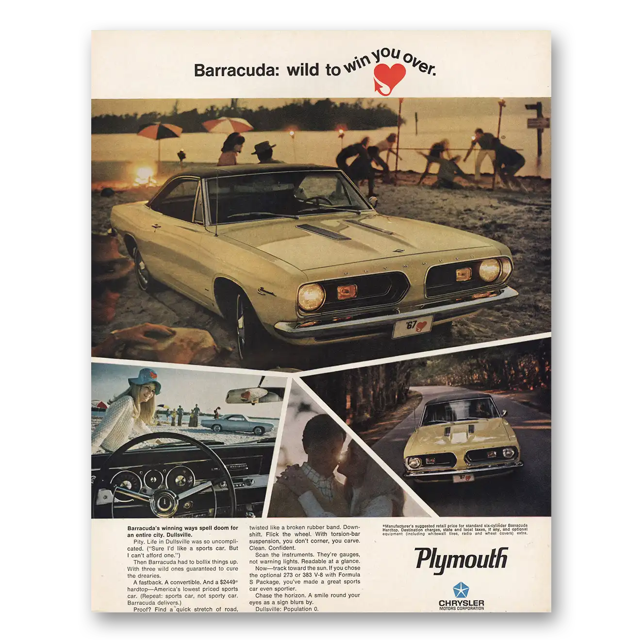 1967 Plymouth Barracuda Wild To Win You Over Vintage Magazine Print Ad