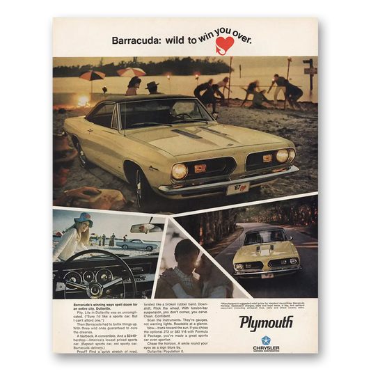 1967 Plymouth Barracuda Wild To Win You Over Vintage Magazine Print Ad