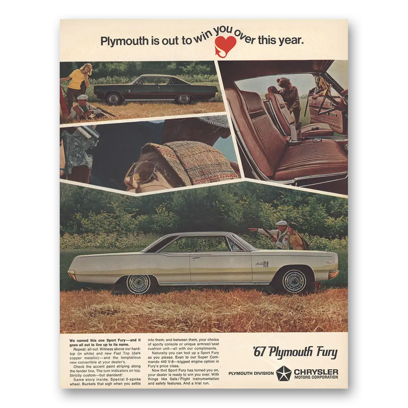 1967 Plymouth Fury Out to Win You Over This Year Vintage Magazine Print Ad