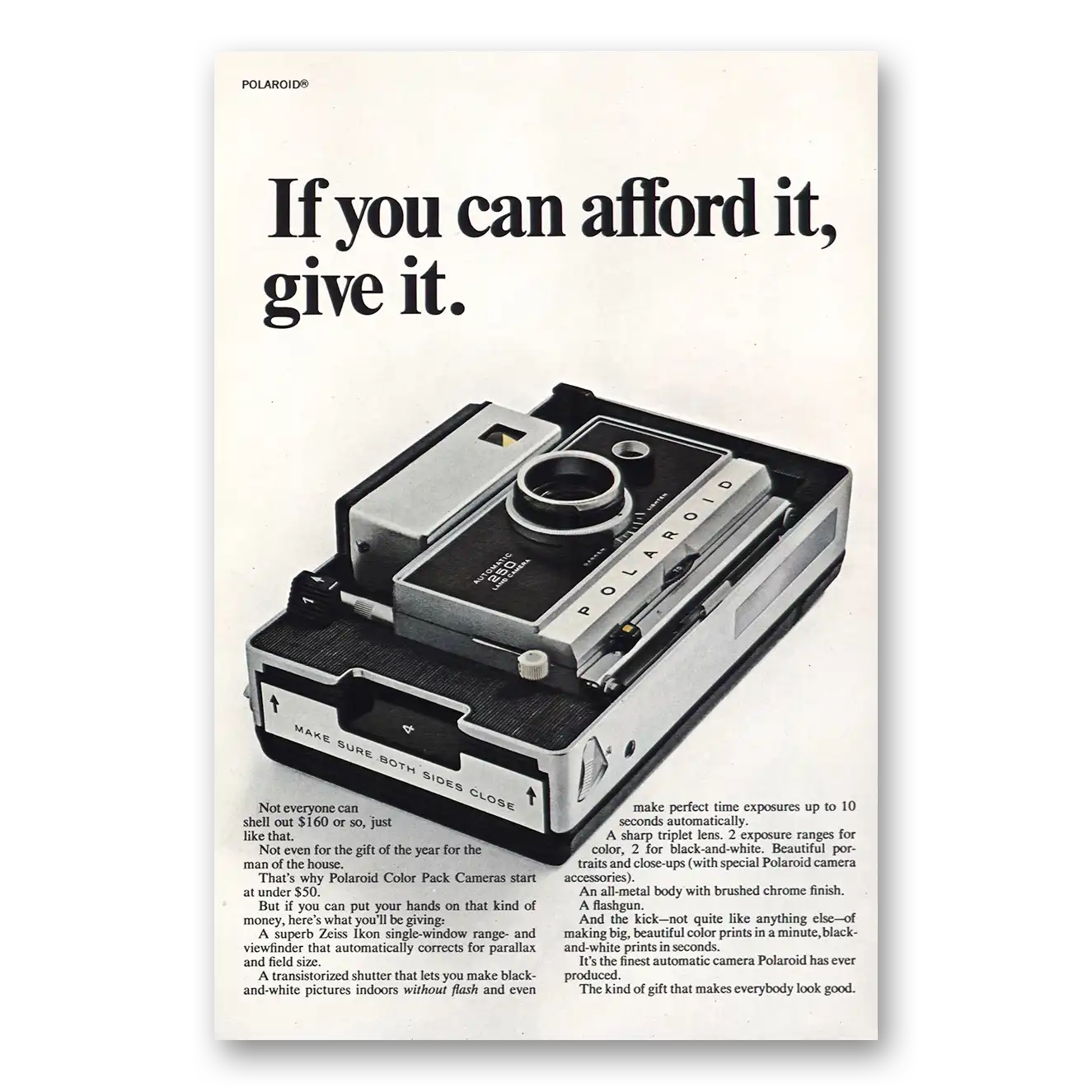 1967 Polaroid You Can Afford It Vintage Magazine Print Ad