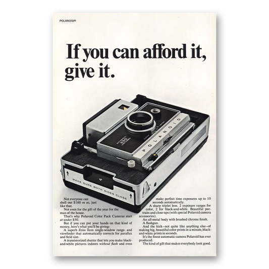 1967 Polaroid You Can Afford It Vintage Magazine Print Ad