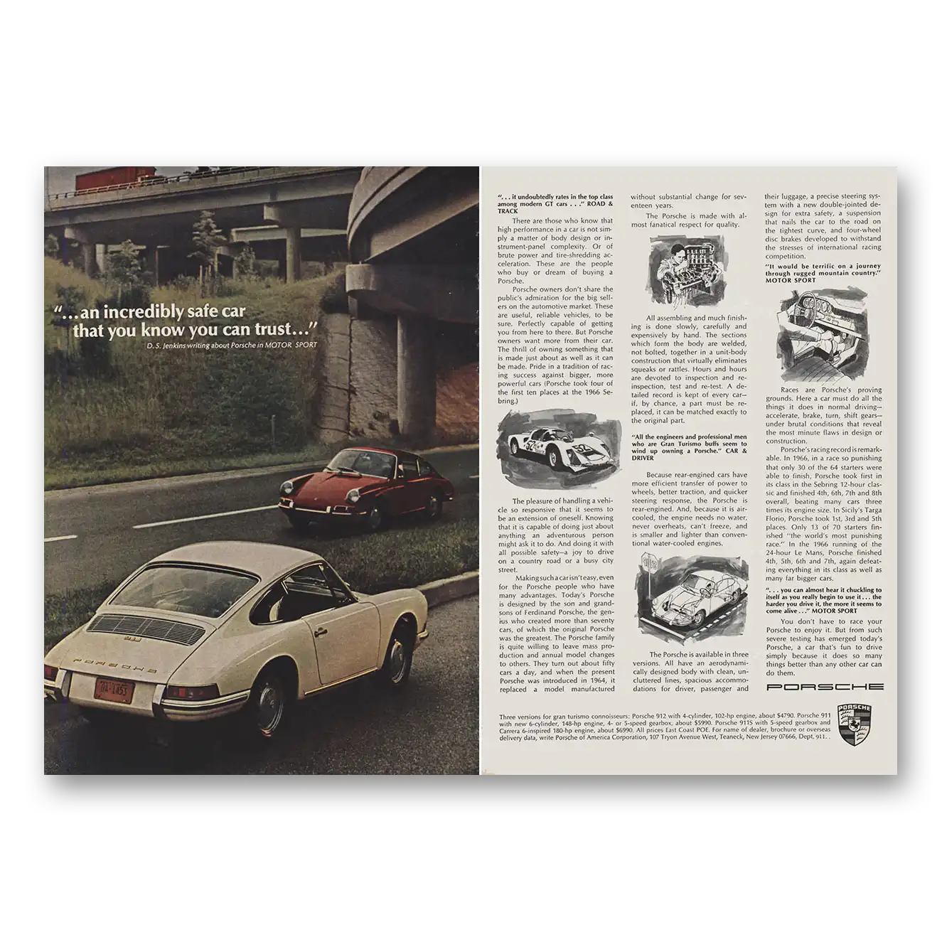 1967 Porsche 912 Incredibly Safe Can You Know You Can Trust Vintage Magazine Print Ad