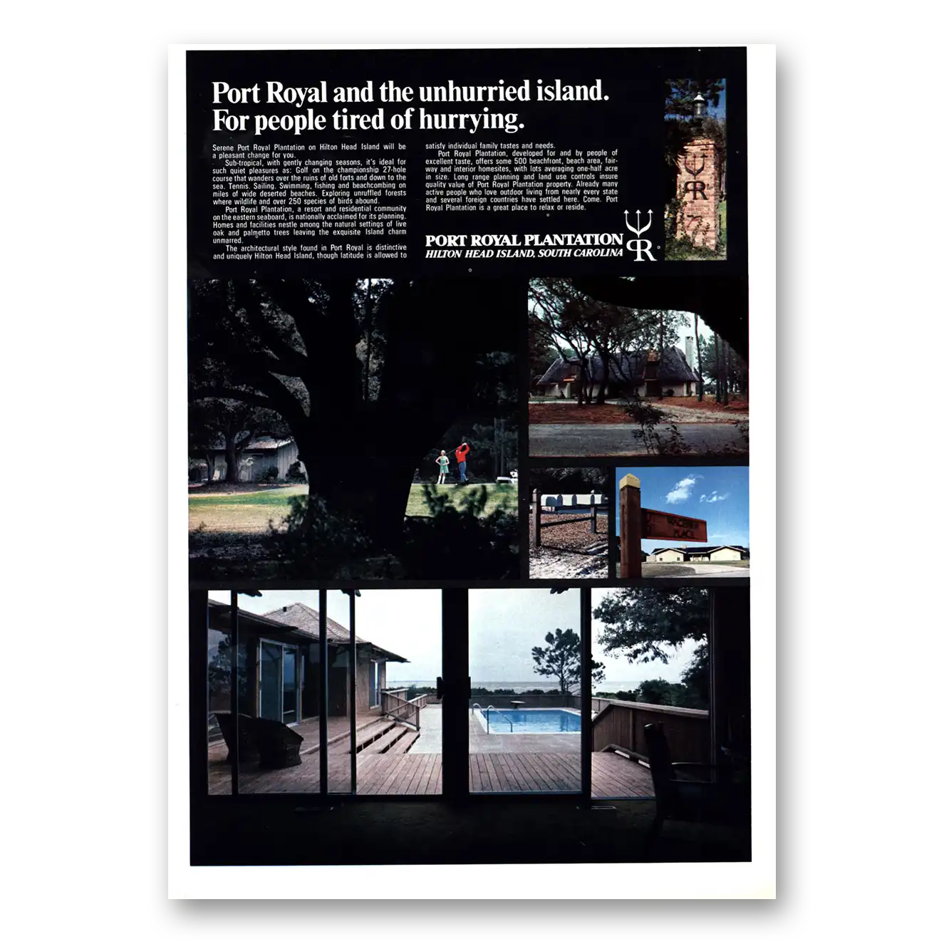 1967 Port Royal Plantation Unhurried Island For People Tired Vintage Magazine Print Ad