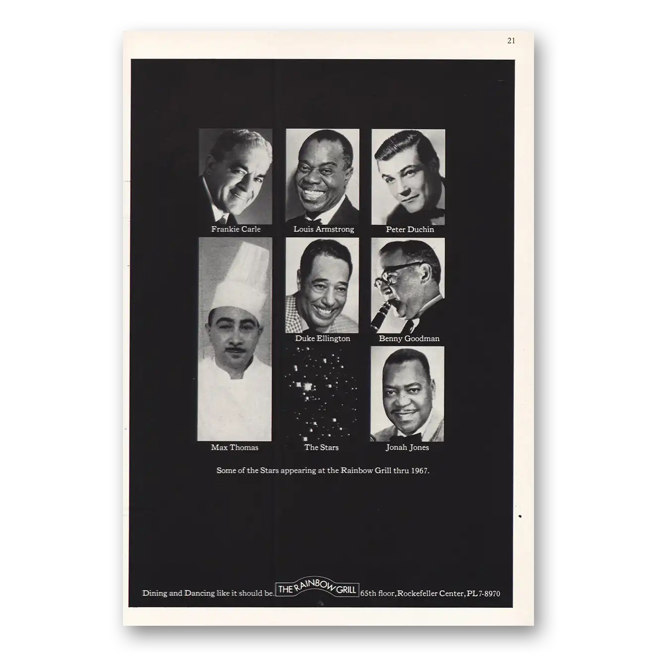 1967 Rainbow Grill Rockefeller Center Some of the Stars Vintage Magazine Print Ad