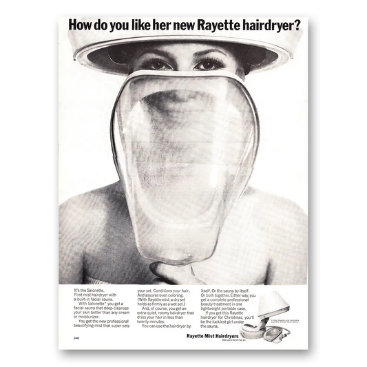 1967 Rayette Mist Hairdryers Salonette Vintage Magazine Print Ad