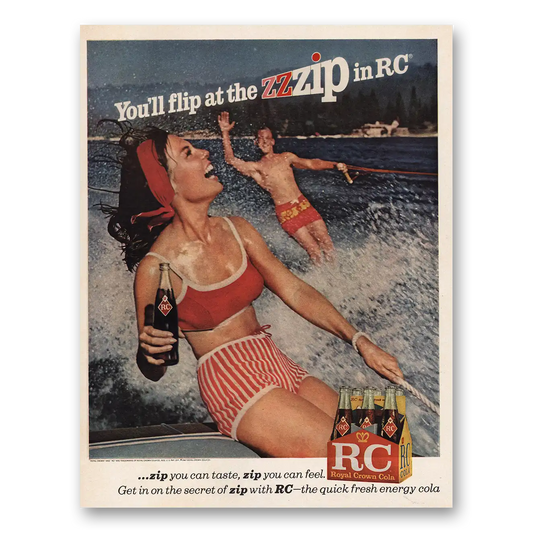 1967 Royal Crown Cola Flip at the Zip Vintage Magazine Print Ad