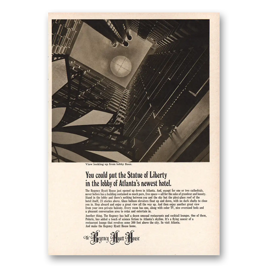 1967 Regency Hyatt House Atlanta Statue of Liberty Vintage Magazine Print Ad