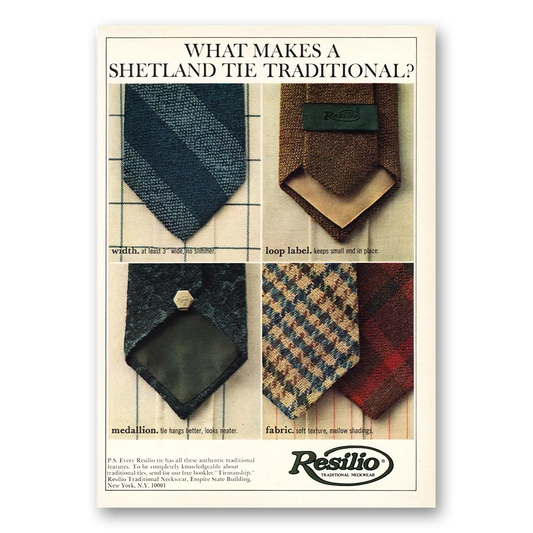 1967 Resilio Neckwear Shetland Tie Vintage Magazine Print Ad