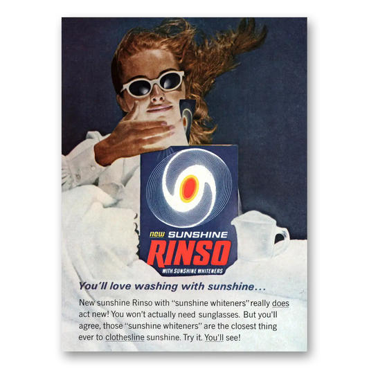 1967 Rinso Detergent Love Washing With Sunshine Vintage Magazine Print Ad