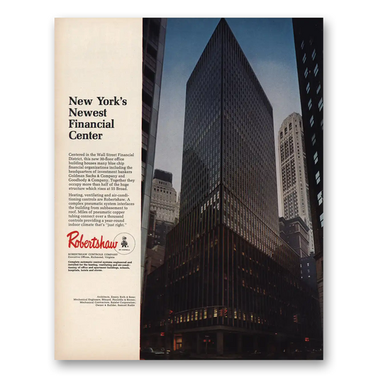 1967 Robertshaw New York Financial Center Vintage Magazine Print Ad