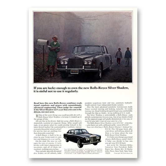 1967 Rolls Royce Silver Shadow Lucky Enough to Own Vintage Magazine Print Ad