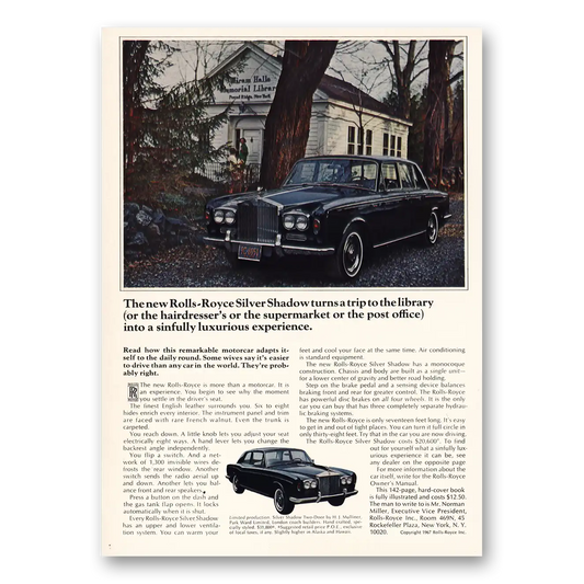 1967 Rolls Royce Trip to Library Vintage Magazine Print Ad