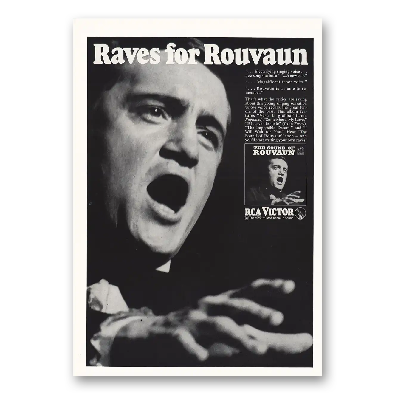 1967 RCA Victor Raves for Rouvaun Vintage Magazine Print Ad