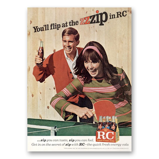 1967 Royal Crown Cola Flip at the Zzzip Ping Pong Vintage Magazine Print Ad