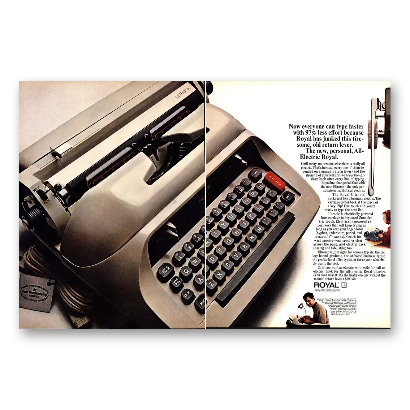 1967 Royal Typewriter Everyone Can Type Faster Vintage Magazine Print Ad