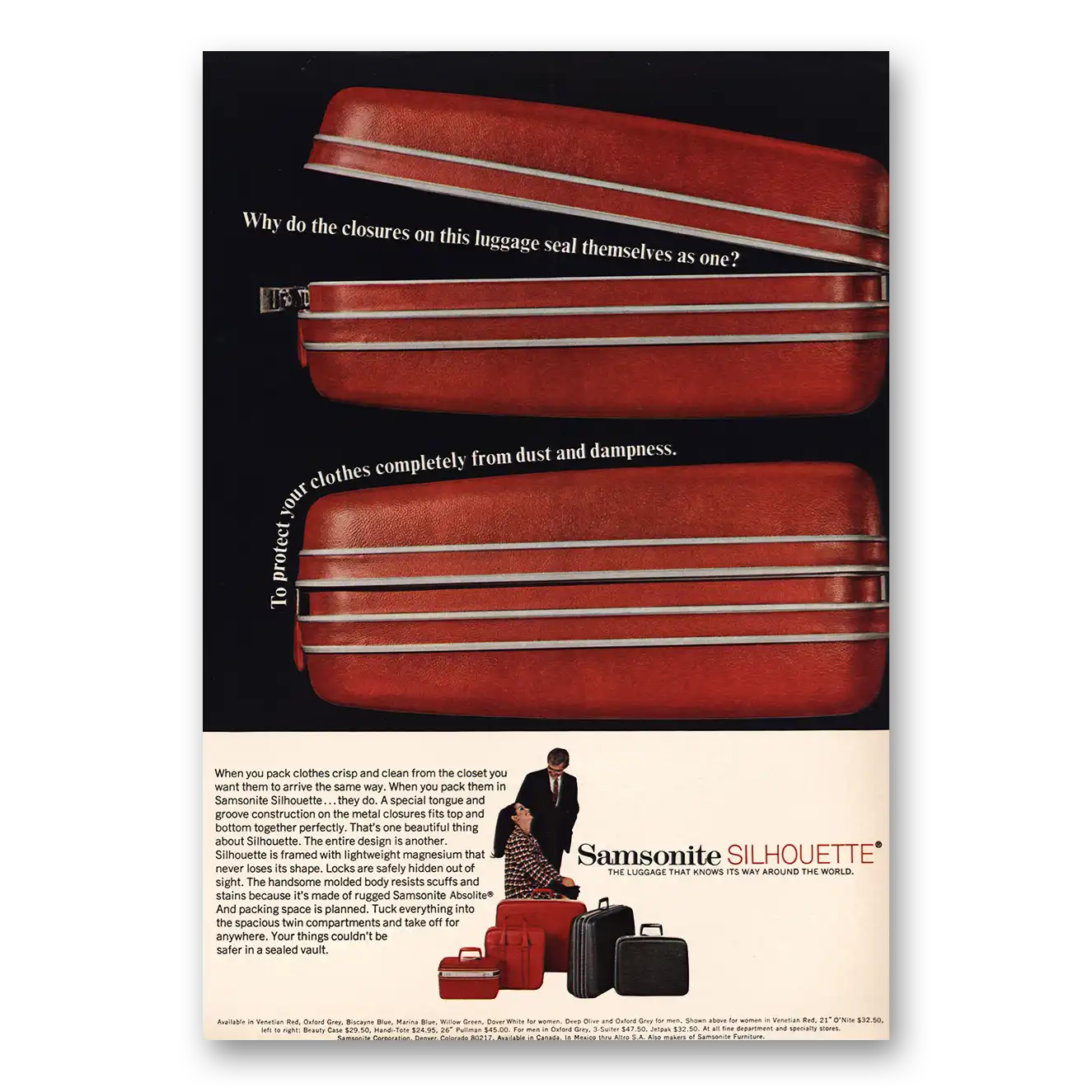 1967 Samsonite Closures On This Luggage Vintage Magazine Print Ad