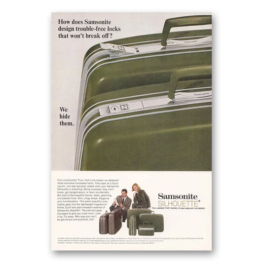 1967 Samsonite Luggage Silhouette Green Vintage Magazine Print Ad