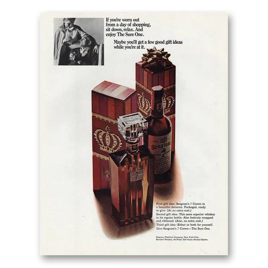 1967 Seagrams 7 Crown Whiskey You're Worn Out Vintage Magazine Print Ad