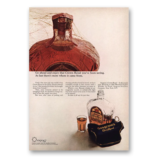 1967 Crown Royal Go Ahead and Enjoy Vintage Magazine Print Ad