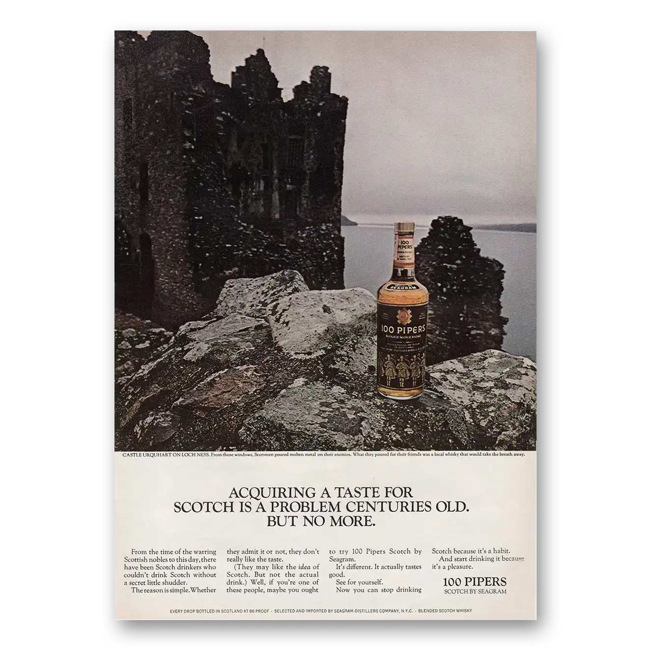 1967 100 Pipers Acquiring a Taste for Scotch Vintage Magazine Print Ad