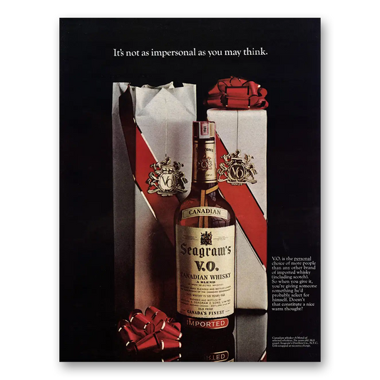 1967 Seagrams VO Whisky Not As Impersonal As You May Think Vintage Magazine Print Ad