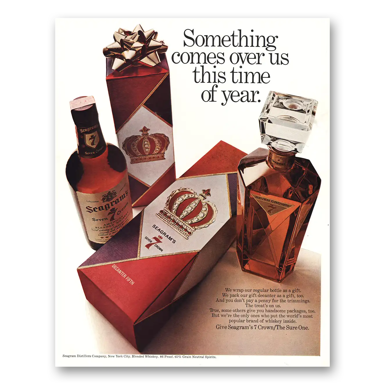 1967 Seagrams 7 Crown Whiskey Something Comes Over Us This Time of Year Vintage Magazine Print Ad