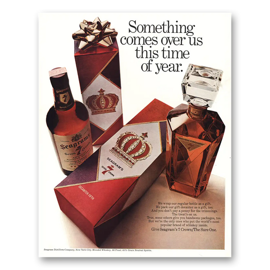 1967 Seagrams 7 Crown Whiskey Something Comes Over Us This Time of Year Vintage Magazine Print Ad