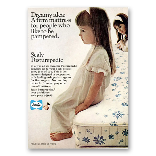 1967 Sealy Posturepedic Mattress Dreamy Idea Vintage Magazine Print Ad