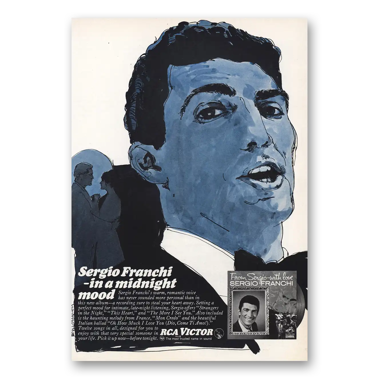 1967 RCA Victor Sergio Franchi Midnight Mood Vintage Magazine Print Ad