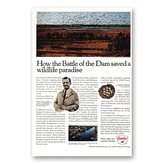 1967 Sinclair Battle of the Dam Vintage Magazine Print Ad