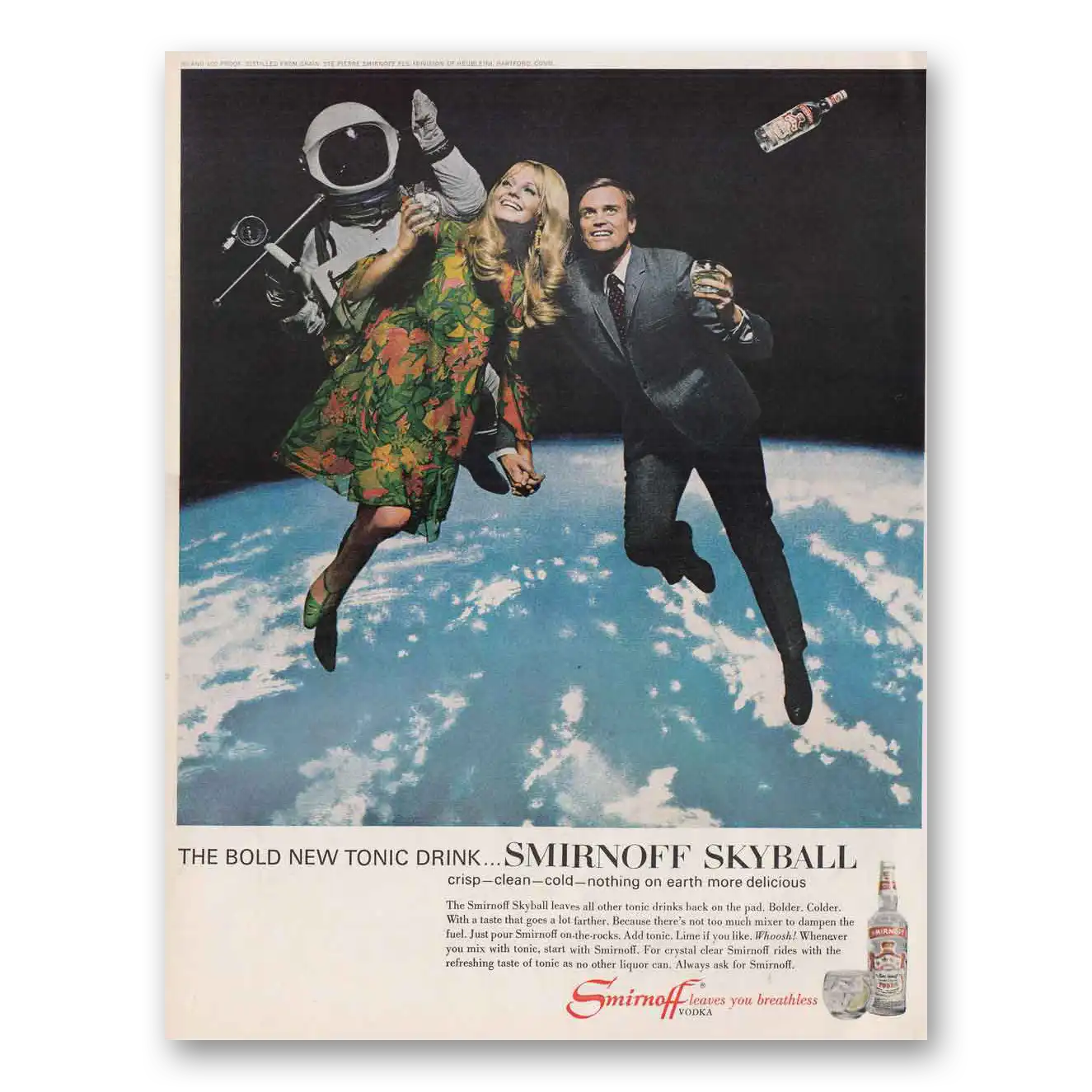 1967 Smirnoff Vodka Skyball Outer Space Vintage Magazine Print Ad