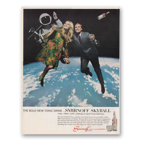 1967 Smirnoff Vodka Skyball Outer Space Vintage Magazine Print Ad