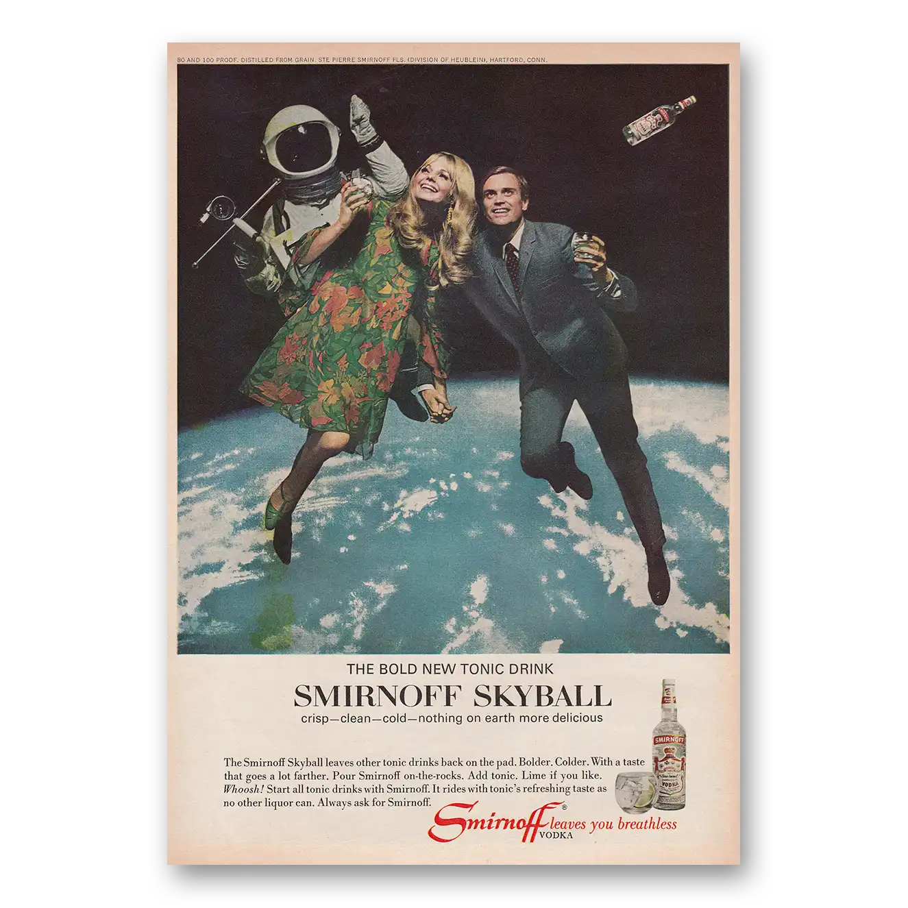 1967 Smirnoff Vodka Skyball Nothing On Earth More Delicious Vintage Magazine Print Ad