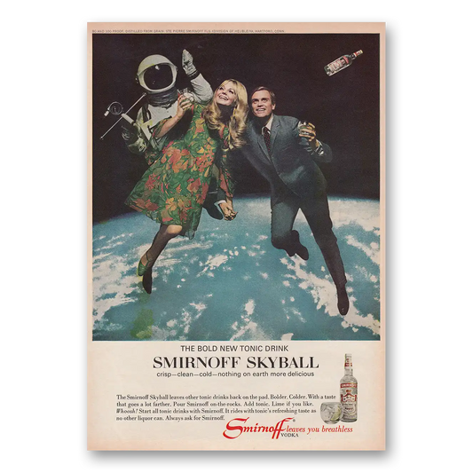 1967 Smirnoff Vodka Skyball Nothing On Earth More Delicious Vintage Magazine Print Ad