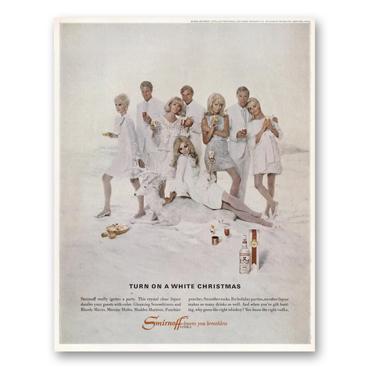 1967 Smirnoff Vodka Turn On a White Christmas Vintage Magazine Print Ad