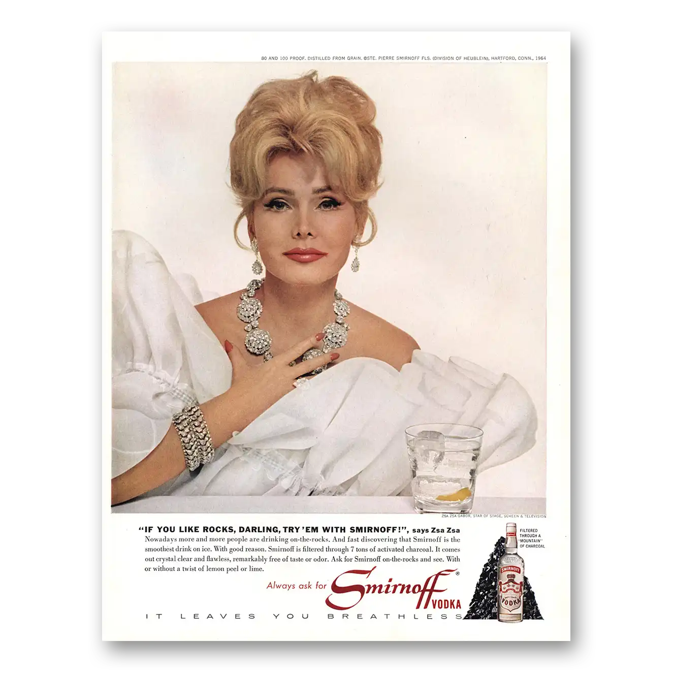 1967 Smirnoff Vodka Zsa Zsa Gabor Don’t Darling Me Vintage Magazine Print Ad