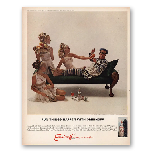 1967 Smirnoff Phil Silvers Fun Things Happen Vintage Magazine Print Ad