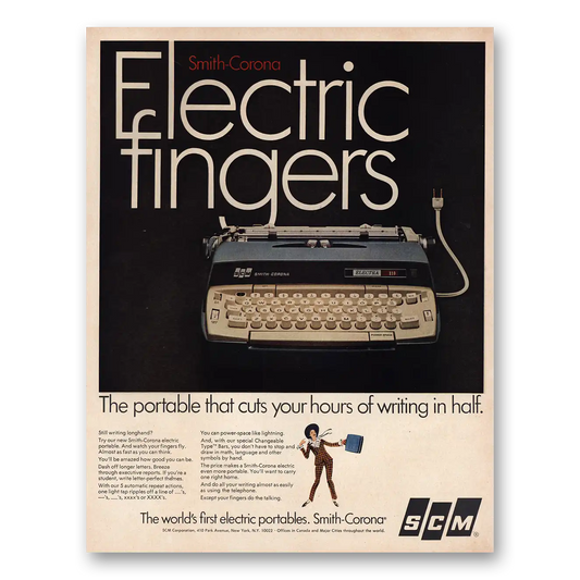 1967 Smith Corona Typewriters Electric Fingers Vintage Magazine Print Ad